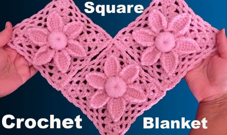 CROCHET BEAUTIFUL GRANNY SQUARE WITH FLOWER