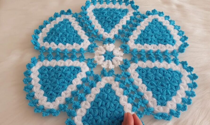 CROCHET STAR STITCH ROUND DOILY