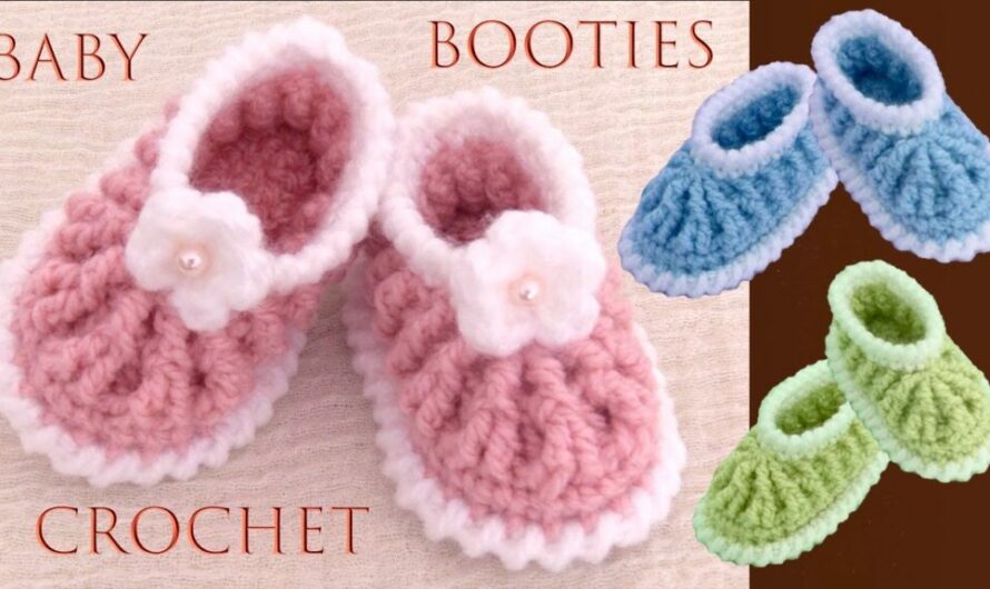 CROCHET ELASTIC BABY SHOES WITH TINY FLOWER