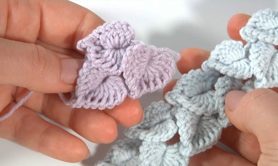 CROCHET TINY LEAF HEART MOTIF