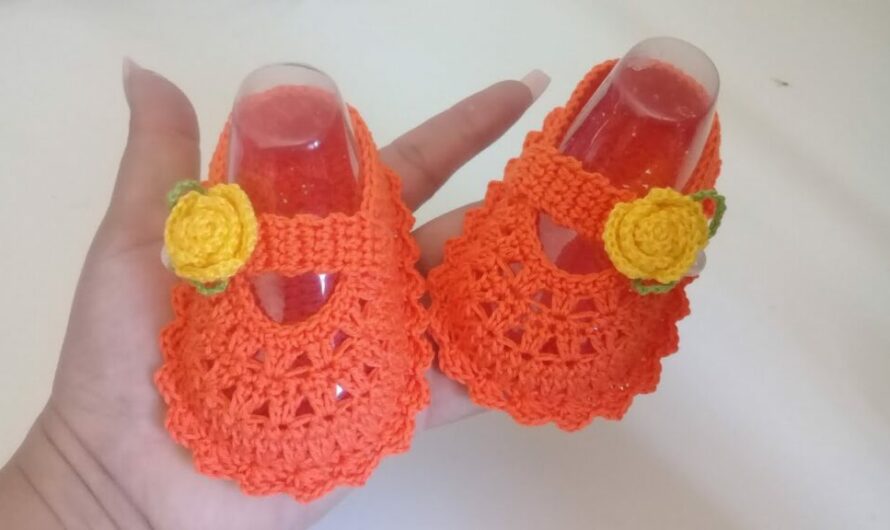 CROCHET SHOES WITH FLOWER FOR BABY GIRL
