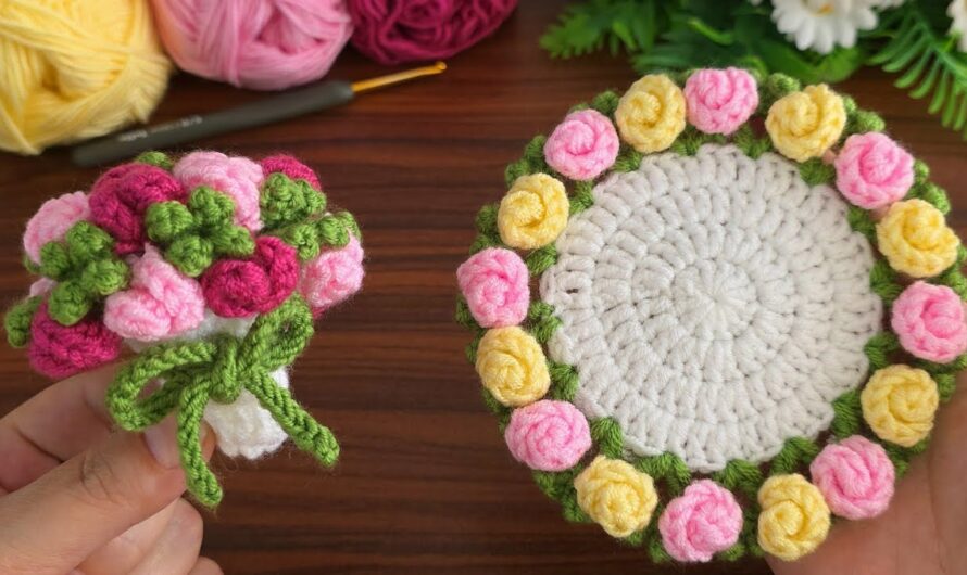 How to Make a Crochet Rose Bouquet That Turns Into Coasters