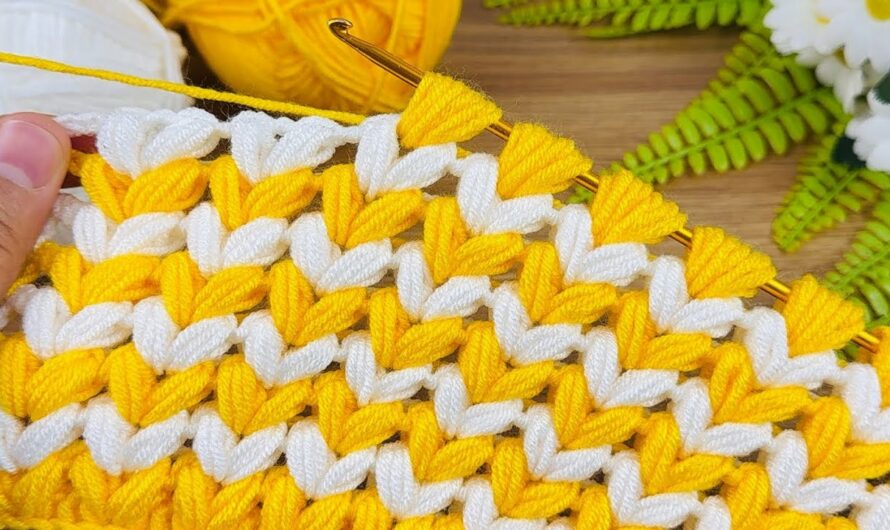 Crochet Two-color Tunisian blanket pattern