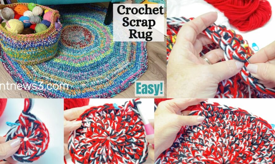 How to Crochet Round Scrap Rug step by step