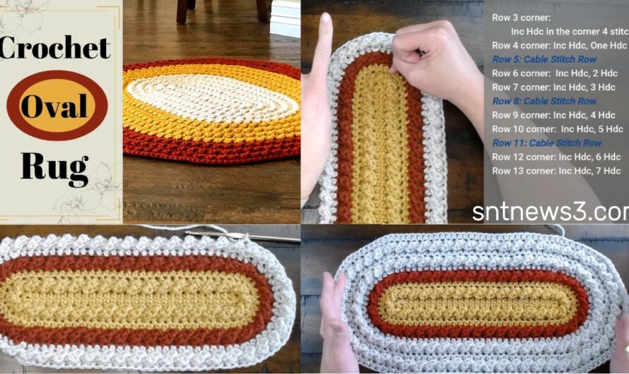 How To Crochet A Rug/ Oval Rug/ Cable Stitch/ Intermediate Level Crochet/ Crochet Pattern