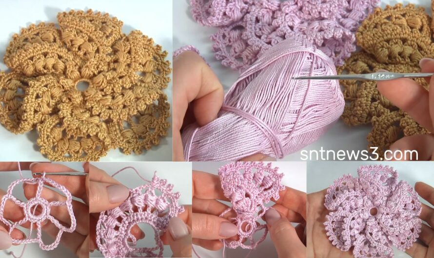 Gorgeous! 3D Crochet Flower With Beautiful Lacy Petals/Step by Step Video Tutorial/Author’s Design