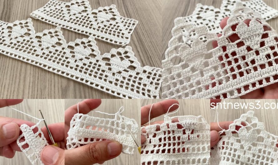 Crochet Heart Patterned Border Lace Tutorial