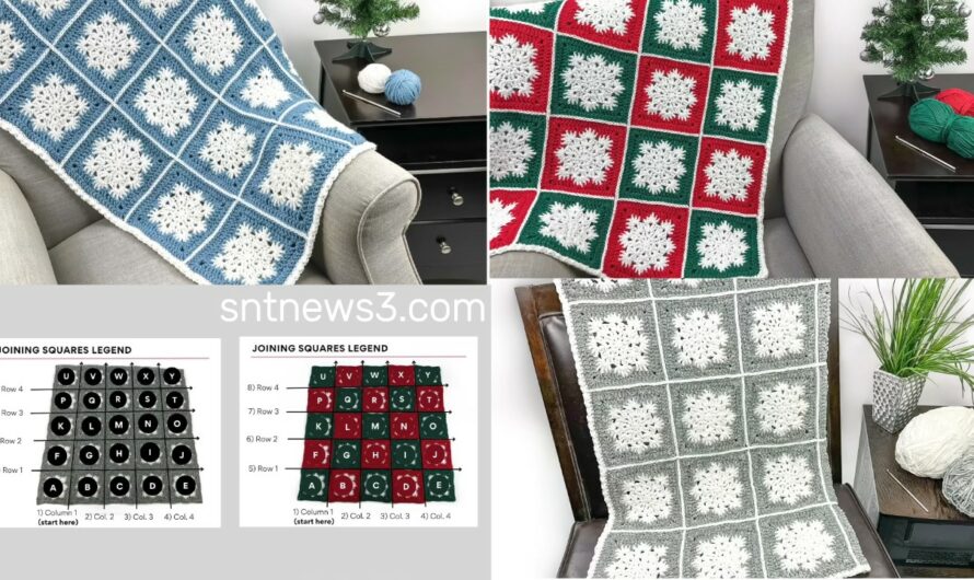 Snowflake Granny Square Blanket – The Perfect Cozy Winter & Christmas Crochet Blanket!