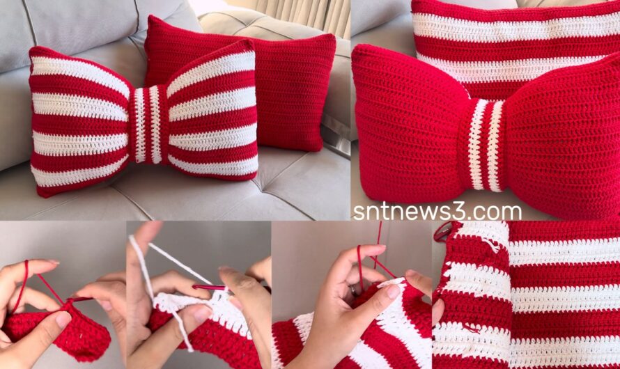 Crocheted bow cushion cover 🎀 COMPLETE STEP-BY-STEP