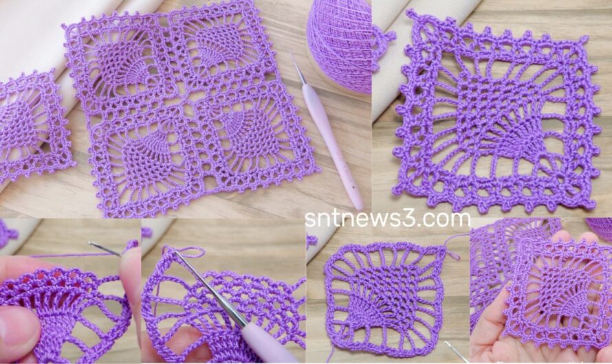 SQUARE MOTIF “Pineapples” crochet pattern 🧶SUPER Beautiful Pattern Crochet square motifs