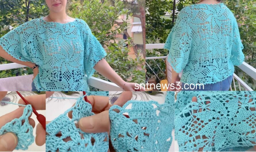 Step by Step Crocheted Crop Blouse Making with Motifs Perfect Result!