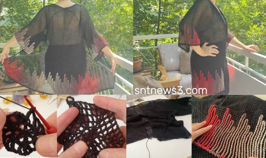 Making an Embroidered Cardigan from Crocheted Net Hexagonal Motifs