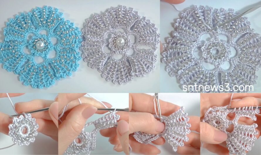 Ravishing! Exquisite Crochet Flower with Sparkling Seed Bead