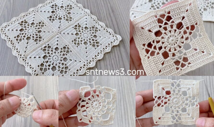🧶New and Eye-Catching Crochet Square Motif Pattern with Edge Making Tutorial